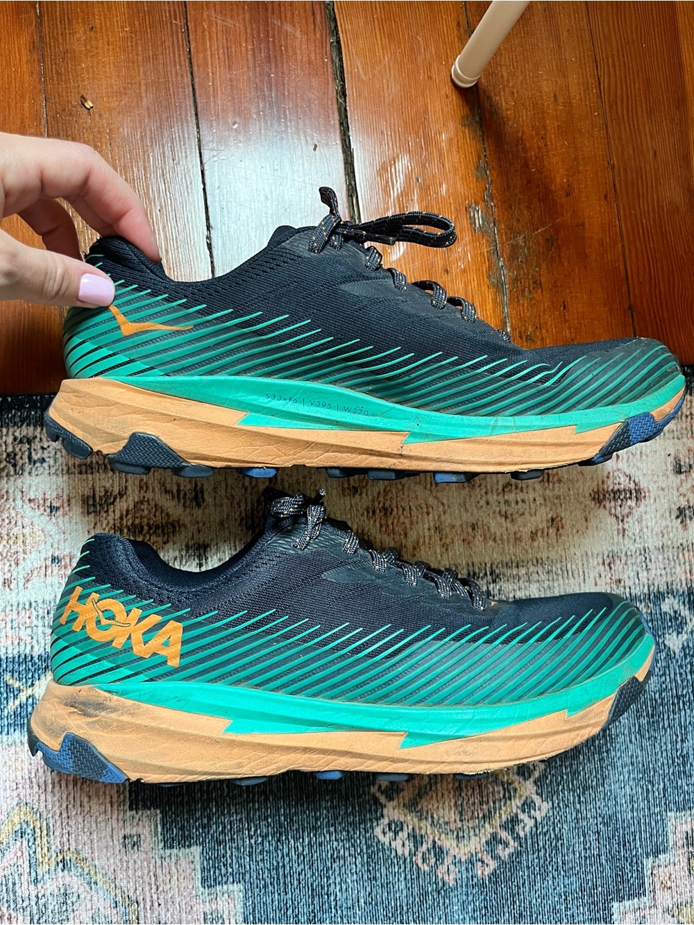 Hoka Men's Torrent 2 Blue /Teal / Orange Trail Shoes sz 9